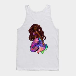 Mermaid Black African American woman with Afro hair in Red Locs mermaids Tank Top